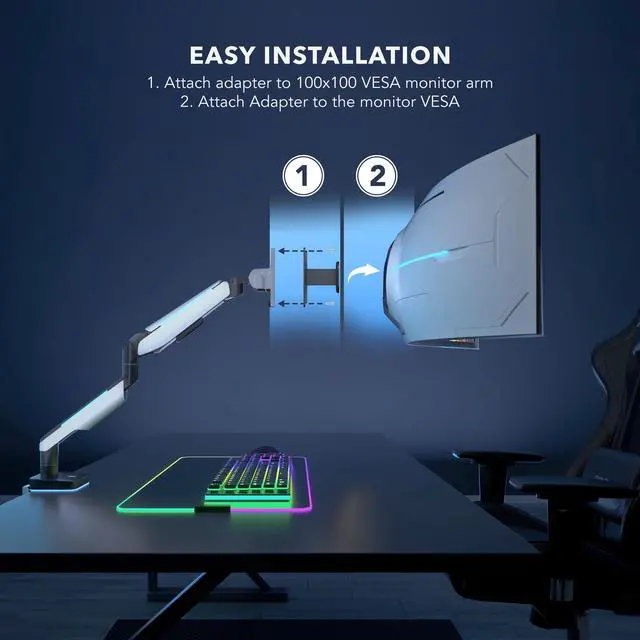 Alt view image 3 of 4 - Mount-It! VESA Adapter for Samsung Ultra-Wide Monitors  Compatible with Odyssey G9, Neo G9, CRG9, CHG9, CHG90  Converts to Standard 100x100 VESA  Heavy-Duty Steel Bracket for Monitor Arms