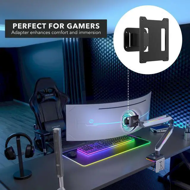 Alt view image 4 of 4 - Mount-It! VESA Adapter for Samsung Ultra-Wide Monitors  Compatible with Odyssey G9, Neo G9, CRG9, CHG9, CHG90  Converts to Standard 100x100 VESA  Heavy-Duty Steel Bracket for Monitor Arms