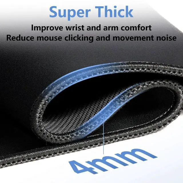 Alt view image 3 of 5 - Fluid Pattern XXL Mouse Pad,Thicken Waterproof Grey White Swirl Large Gaming Mousepad with Stitched Edge, Aqua Swirl Mousepad,Non-Slip Base Ink Liquid Mouse Keyboard Mat 31.5X15.7X0.16in