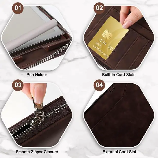 Alt view image 3 of 5 - E NET-CASE Premium PU Leather Case for Remarkable 2 Tablet 10.3 inch (2020 Released), Business Handheld Design Cover for Remarkable 2 Digital Paper with Zipper & Pen Holder (Fantasy Brown)