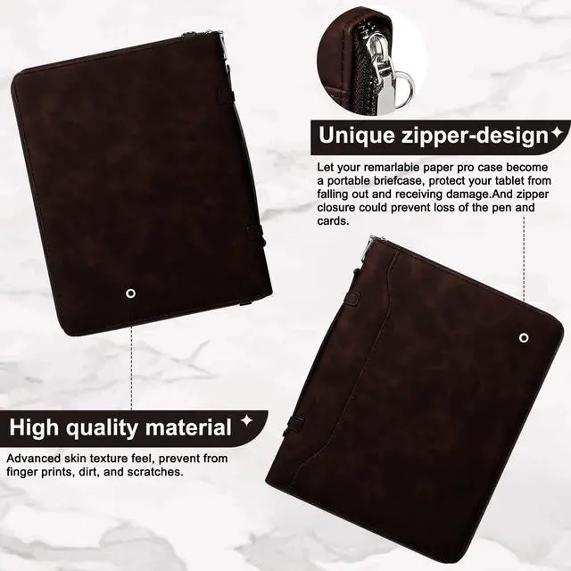 Alt view image 5 of 5 - E NET-CASE Premium PU Leather Case for Remarkable 2 Tablet 10.3 inch (2020 Released), Business Handheld Design Cover for Remarkable 2 Digital Paper with Zipper & Pen Holder (Fantasy Brown)