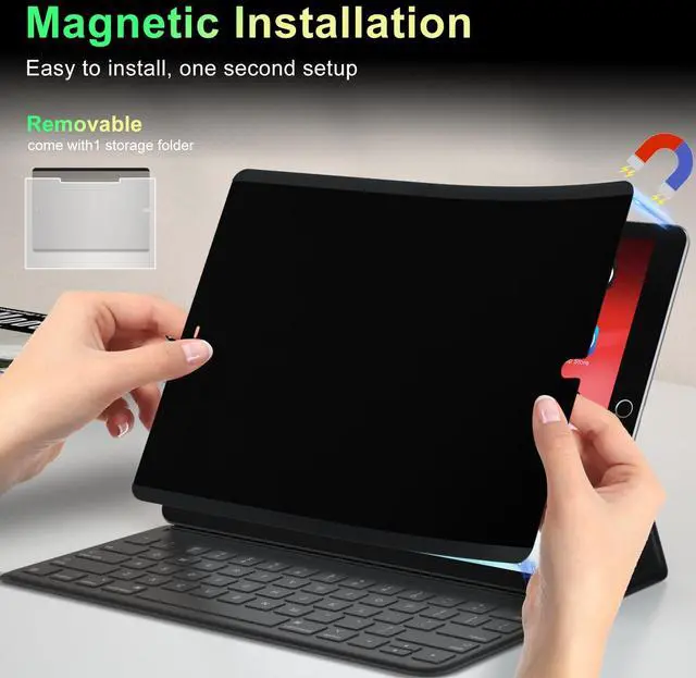 Alt view image 4 of 5 - LUSA DESIGN 360°Magnetic Privacy Screen for iPad 9th/8th/7th Generation (10.2Inch,2019/2020/2021), Removable Anti Blue Light Glare Spy Private Filter, High Sensitive Bubble-Free Screen Protector