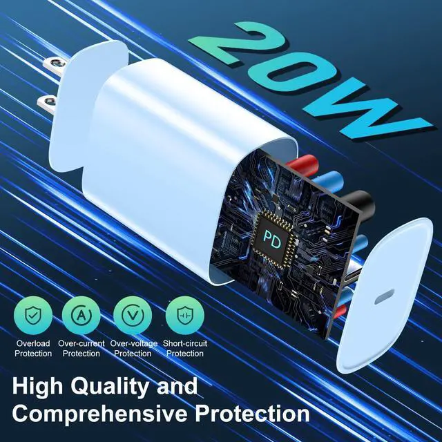 Alt view image 4 of 5 - Phone 14 13 12 11 Fast Charger,3FT Long Fast Charging Lightning Cable with 20W USB C Charger Block for Phone 14/14 Pro Max/13/13 Pro Max/12/12 Pro Max/11/11Pro/XS/Max/XR/X,Pad,Blue