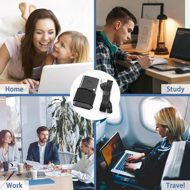 Alt view image 5 of 5 - 90W 65W USB C Laptop Charger Compatible with Dell XPS 13 9365 9360 9370 Latitude7420 7320 7390 Latitude 3400,3500, 5289,5300 2in1 Laptops Charger Include Fast Power Cord