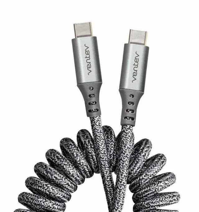 Main image of Ventev Helix 3ft Expandable USB C to USB C Cable | Fast Charging Cable for iPhone 17, Pro, Pro Max, Air, iPhones 16-12 MacBook, iPad Pro, Pixel 9, Samsung S25 | No Tangle Cord for Fast Charger