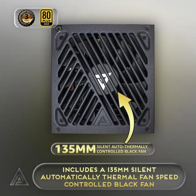 Alt view image 4 of 5 - Apevia ATX-GX850W PCIe 5.0 & ATX 3.0 Ready Galaxy 850W 80+ Gold Certified, Gen 5 12VHPWR Connector, Active PFC ATX Semi-Modular Gaming Power Supply