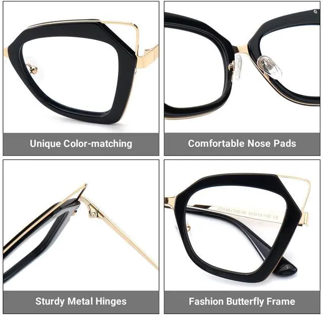 Alt view image 3 of 5 - Zeelool Blue Light Glasses for Women Butterfly Eyewear Glasses 100% UV400 Protection JGX481786-04 Black