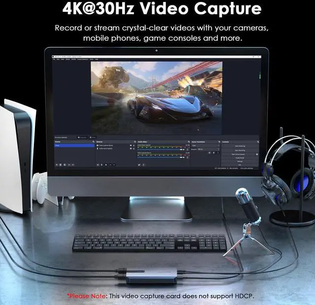Alt view image 3 of 5 - WAVLINK 4K30/2K60/1080p120 Capture Card, Up to 4K60 HDR10/ 2560x1440@144hz/ 1080p@240hz passthrough on PS5, PS4, Xbox Series X and S, Xbox One,in OBS and More,Ultra-Low Latency,Widely Compatible