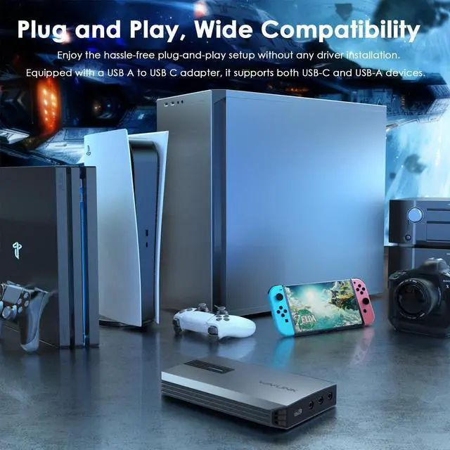 Alt view image 4 of 5 - WAVLINK 4K30/2K60/1080p120 Capture Card, Up to 4K60 HDR10/ 2560x1440@144hz/ 1080p@240hz passthrough on PS5, PS4, Xbox Series X and S, Xbox One,in OBS and More,Ultra-Low Latency,Widely Compatible