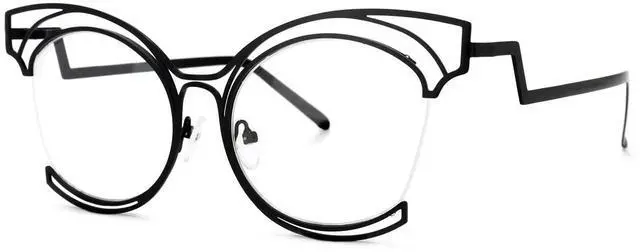 Main image of VOOGLAM Oversize Cat Eye Non Prescription Glasses with HD Clear Lens for Women in Black Metal Frame Maggie GM0340