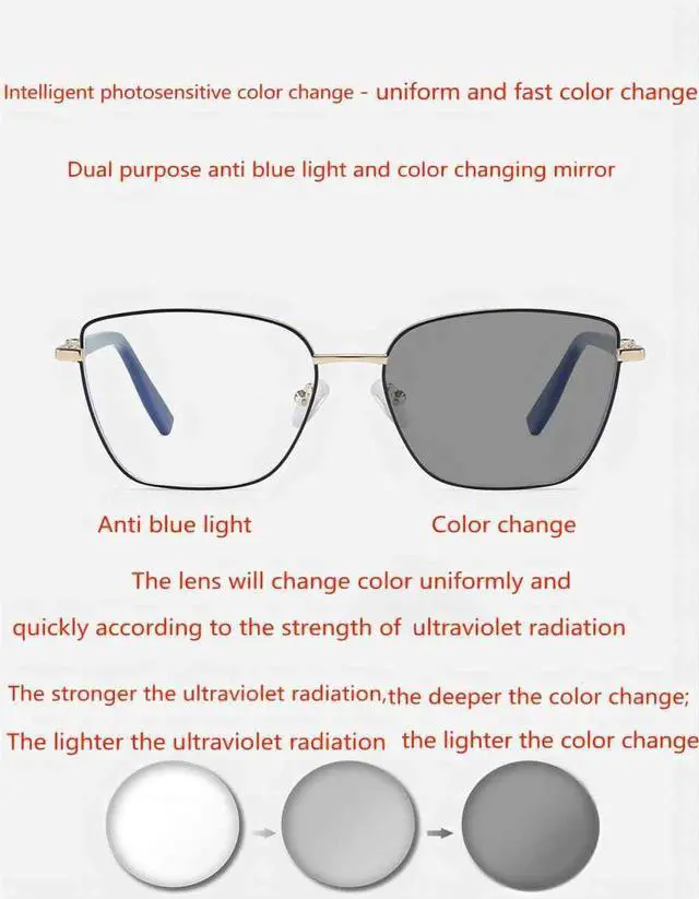 Alt view image 2 of 5 - 2025 new photosensitive color changing glasses, anti blue light, UV responsive lenses, metal frame (Purple color changing glasses)