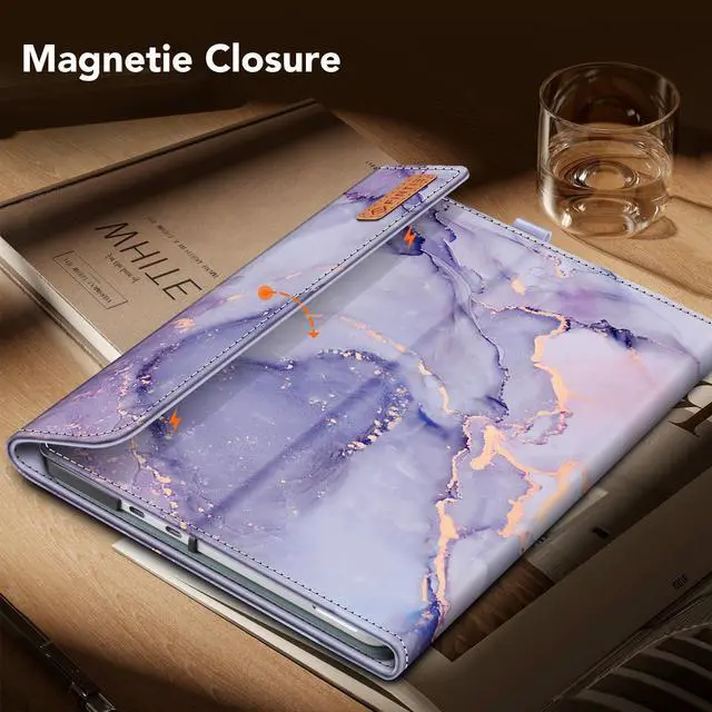 Alt view image 5 of 5 - Fintie Case for Microsoft Surface Pro 12 Inch 1st Edition (2025), Multiple Angle Viewing Portfolio Business Cover with Pocket & Stylus Holder, Compatible with Type Cover Keyboard (Lilac Marble)