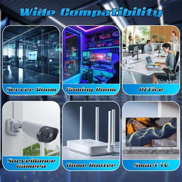 Alt view image 5 of 5 - 5 Feet Cat6 Patch Cables(12 Pack), Solid Pure Copper Patch Cord, Cat 6 Ethernet Cable, UTP Network, High Speed RJ45 Internet Cables, Compatible for Router, Switche, PC, Server, PS4/5, Xbox - Blue