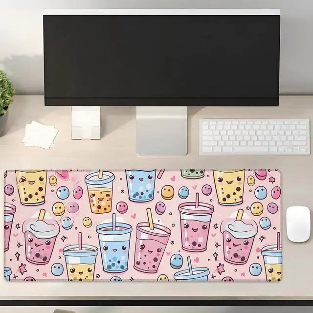 Main image of Turamurra Cute Boba Tea Gaming Mouse Pad Gifts 31.5" x 11.8", Non-Slip Rubber Base MousePads for Computers Laptop School Office Home Accessories Decor, Mouse Pad, Keyboard Desk Mat