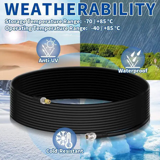 Alt view image 3 of 5 - Bingfu Lora Antenna 10ft ALSR400 Ultra Low Loss RF Extention Cable - N Female to RP-SMA Male - with SMA Male Adapter Compatible with Helium HNT BOBCAT Miner SyncroBit Gateway Sensecap Hotspot Antennas