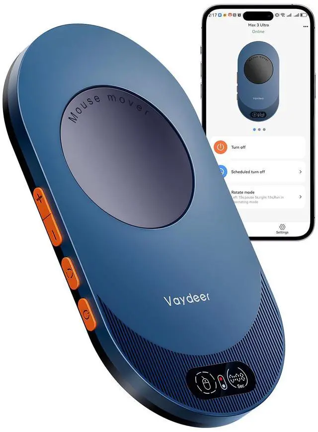 Main image of Vaydeer Air 3 Ultra Mouse Mover with APP, Ultra Slim Mouse Jiggler with Timer Function, Undetectable & Noiseless, Simulates Realistic Mouse Movement, Driver-Free, Keeps PC Active (Dark Purple)