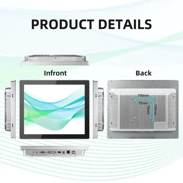 Alt view image 2 of 5 - Senisway 12.1 inch Aluminum Flat Embedded Industrial Touch Screen Monitor,HDMI/VGA/DVI Interface, Capacitive Touch Screen Monitor,10 Points Touch,IP 65 Waterproof 1024 x 768 @ 60Hz