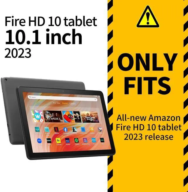 Alt view image 2 of 5 - Slim Case for All-New Kindle Fire HD 10 Tablet (13th Generation, 2023 Release) 10.1" PU Leather Folio Stand Adjustable Smart Shell Cover with Auto Wake/Sleep for Fire Tablet 10 2023,Library Bookshelf