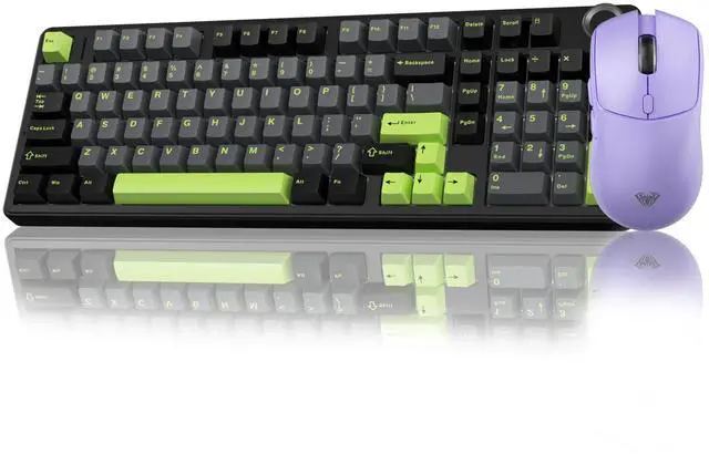 Main image of AULA Wireless Keyboard and Mouse Combo, F99 Pro Mechanical Keyboards with Knob,Tri-Mode Hot Swappable Custom Keyboard+SC580 Wireless Gaming Mouse Purple