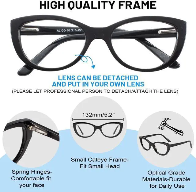 Alt view image 3 of 5 - WEMOOTANTS Black Cat Eye Eyeglasses Cute Blue Light Blocking Glasses