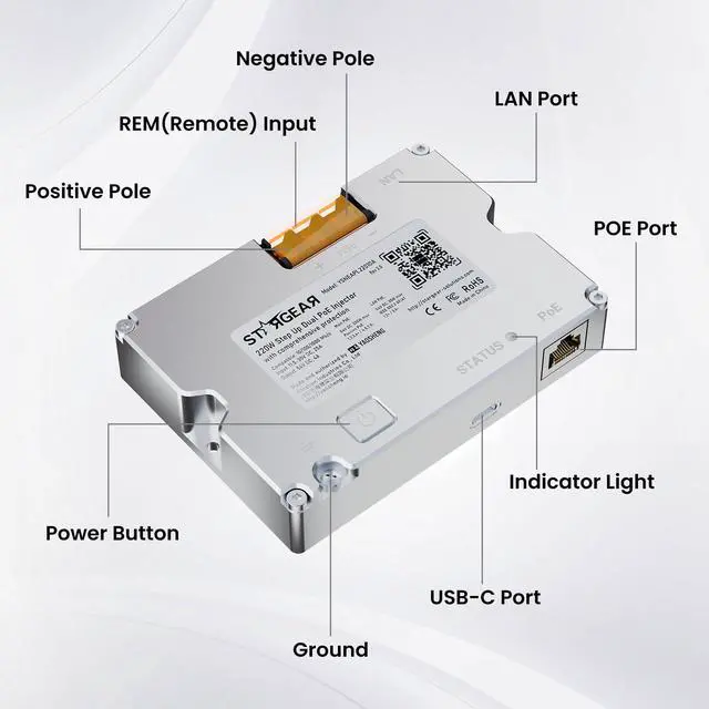 Alt view image 5 of 5 - STARGEAR Starlink Gen 3 220W Dual POE Injector Converter + Starlink Cable to RJ45 Adapter Kits for Starlink Standard, 12V/24V High-Efficiency Power Delivery Solution, Reliable and Easy Installation