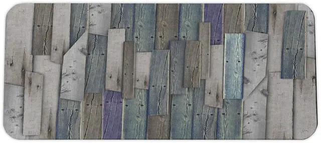 Main image of Ambesonne Rustic Computer Mouse Pad, Blue Grey Grunge Wood Planks Barn House Door Nails Country Life Theme Art, Rectangle Non-Slip Rubber Mousepad Large, 31" x 12" Gaming Size, Umber Pale Teal Plum