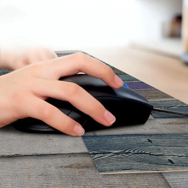 Alt view image 3 of 5 - Ambesonne Rustic Computer Mouse Pad, Blue Grey Grunge Wood Planks Barn House Door Nails Country Life Theme Art, Rectangle Non-Slip Rubber Mousepad Large, 31" x 12" Gaming Size, Umber Pale Teal Plum