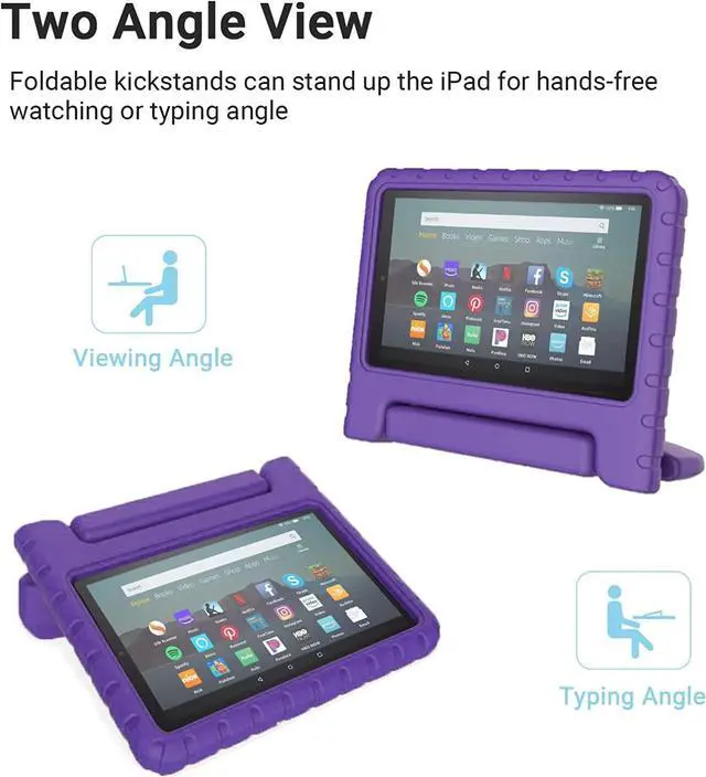 Alt view image 3 of 5 - SIMPLEWAY Kids Case for Fire 7 Tablet 9th/7th/5th Generation 2019/2017/2015 Release, Light Weight Shock Proof Protective Cover with Handle Stand Case Purple