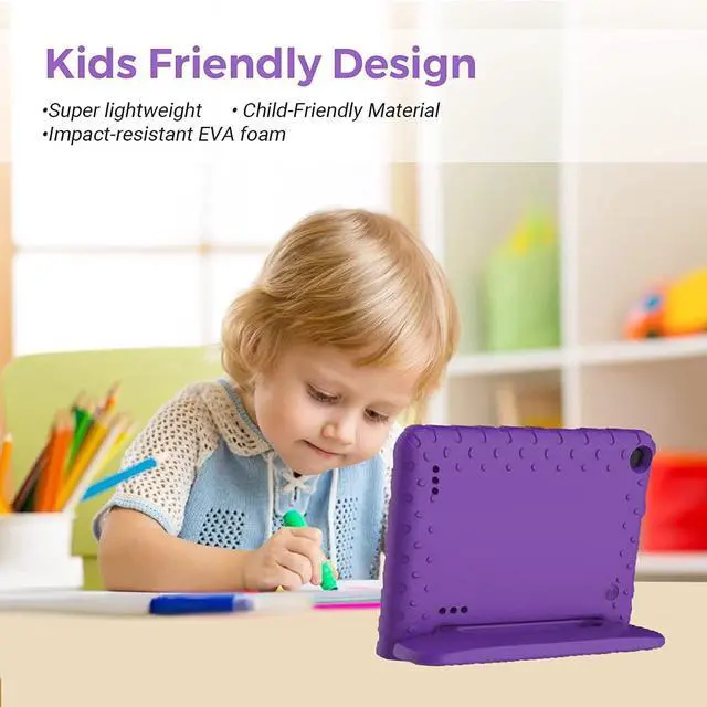 Alt view image 5 of 5 - SIMPLEWAY Kids Case for Fire 7 Tablet 9th/7th/5th Generation 2019/2017/2015 Release, Light Weight Shock Proof Protective Cover with Handle Stand Case Purple