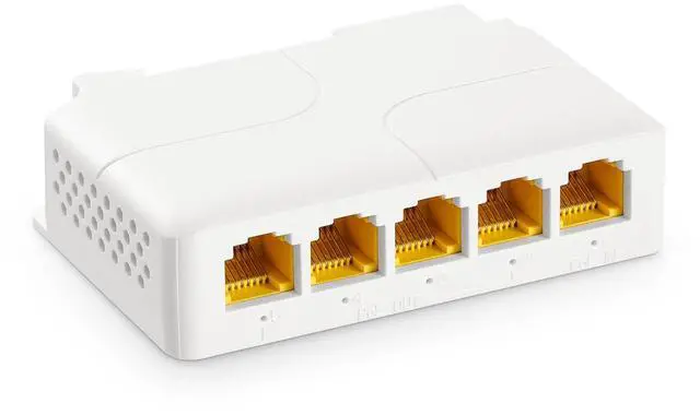 Main image of 5 Port Gigabit PoE Extender, 1 in 4 Out PoE+ Repeater, 10/100/1000Mbps, IEEE 802.3 af/at/bt 90W, Wall and Din Rail Mount YuLinca PoE Passthrough Switch