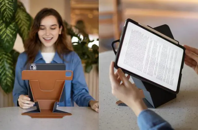 Alt view image 5 of 5 - UNIQ iPad Pro 11" Case (Gen 7 2024 Brown) RYZE 360 Elevation+ + Integrated Foldable Stand | Ultra Slim Protective Cover