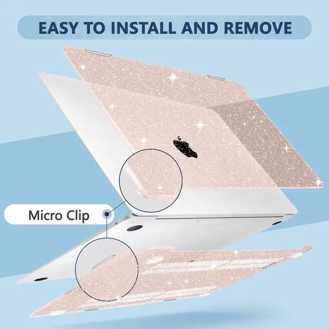 Alt view image 3 of 5 - MecBevia Compatible with MacBook Air 13.3 inch Case 2021-2018 Release A2337 M1 A2179 A1932 Touch ID, Plastic Hard Shell&Keyboard Cover&Screen Protector&Webcam Cover&Type-C Adapter, Sparkly SakuPink