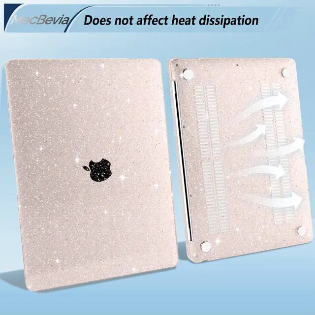 Alt view image 4 of 5 - MecBevia Compatible with MacBook Air 13.3 inch Case 2021-2018 Release A2337 M1 A2179 A1932 Touch ID, Plastic Hard Shell&Keyboard Cover&Screen Protector&Webcam Cover&Type-C Adapter, Sparkly SakuPink