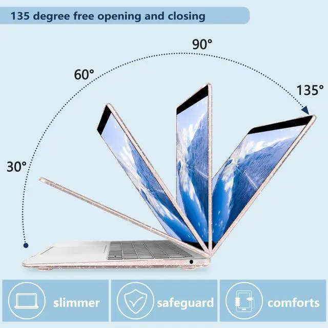 Alt view image 5 of 5 - MecBevia Compatible with MacBook Air 13.3 inch Case 2021-2018 Release A2337 M1 A2179 A1932 Touch ID, Plastic Hard Shell&Keyboard Cover&Screen Protector&Webcam Cover&Type-C Adapter, Sparkly SakuPink