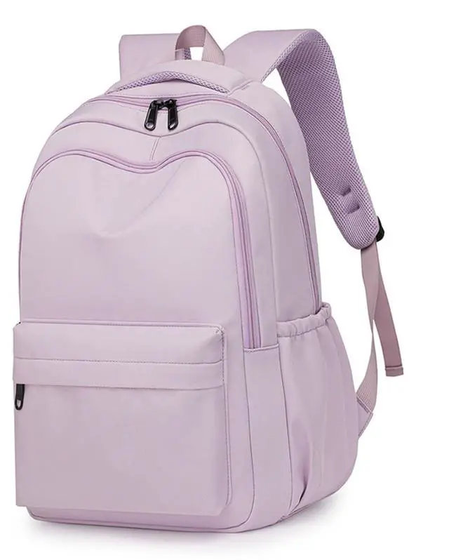 Alt view image 2 of 5 - Cute Aesthetic Backpack for School Supplies College Bookbags for Teen Girls Students Laptop Bag Large Capacity Bookbags Travel Lightweight Casual Middle School Bag Solid Color (Purple)