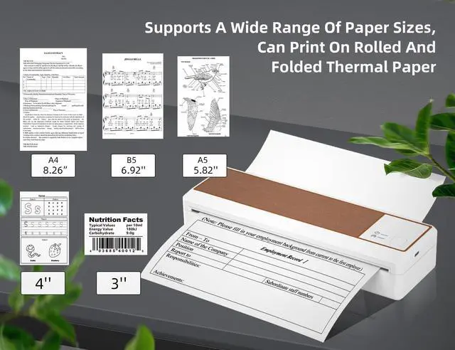Alt view image 3 of 5 - BORN4SHIP Portable Printer Wireless for Travel, Thermal Printer 8.5 x 11 for US Letter, Compatible with iOS, Android, Laptop for Business, School
