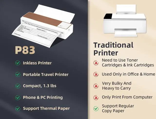 Alt view image 4 of 5 - BORN4SHIP Portable Printer Wireless for Travel, Thermal Printer 8.5 x 11 for US Letter, Compatible with iOS, Android, Laptop for Business, School