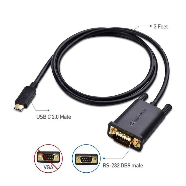 Alt view image 2 of 5 - Cable Matters USB C to Serial Adapter Cable - 3ft, USBC to DB9, USB C to RS232 Cable, Compatible with Thunderbolt 5/4, Supports Windows 11/10/8/7/Vista/XP, macOS 11.0 or Later