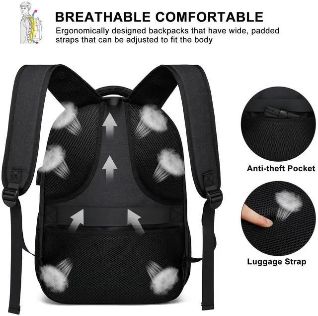 Alt view image 4 of 5 - LIBENED School Backpack for Teen Boys, 17.3 Inch Laptop Bookbag with USB Charging Port, Waterproof Backpack for High School & College Students, Durable Travel Backpacks for Teens