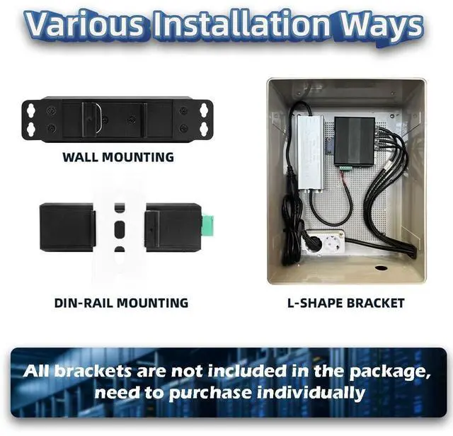 Alt view image 5 of 5 - PoE Extender 4-Port Full Gigabit Ethernet PoE Repeater Splitter with 48V 90W PoE++ in and 4 PoE af/at Out IEEE802.3af/at/bt for Outdoor Use No Need Power Adapter