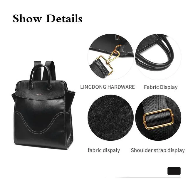Alt view image 2 of 5 - GELANNI Medium Laptop Backpack Purse for Women and Men PU Leather Anti-theft Fashion Large Capacity Travel Casual Rucksack Convertible Business Computer Bags 240A Black