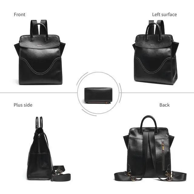 Alt view image 3 of 5 - GELANNI Medium Laptop Backpack Purse for Women and Men PU Leather Anti-theft Fashion Large Capacity Travel Casual Rucksack Convertible Business Computer Bags 240A Black