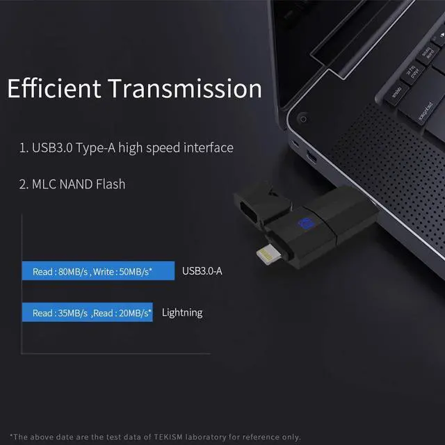 Alt view image 5 of 5 - TEKISM MFi Certified 128GB Photo Stick for iPhone Flash Drive,USB Memory Stick Thumb Drives High Speed USB Stick External Storage Compatible with iPhone/iPad/iPod/PC