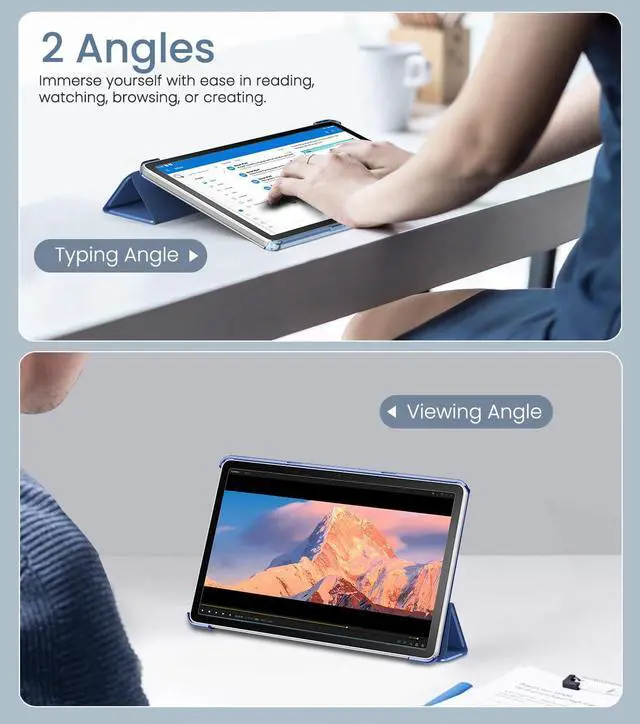 Alt view image 4 of 5 - MoKo Case Fits Amazon Kindle Fire Max 11 Tablet (13th Gen, 2023 Release) 11" - Slim PU Leather Trifold Stand Cover for Kindle Fire 11 Tablet Colored Hard Back Shell with Auto Wake/Sleep, Navy Blue