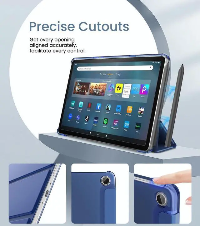 Alt view image 5 of 5 - MoKo Case Fits Amazon Kindle Fire Max 11 Tablet (13th Gen, 2023 Release) 11" - Slim PU Leather Trifold Stand Cover for Kindle Fire 11 Tablet Colored Hard Back Shell with Auto Wake/Sleep, Navy Blue