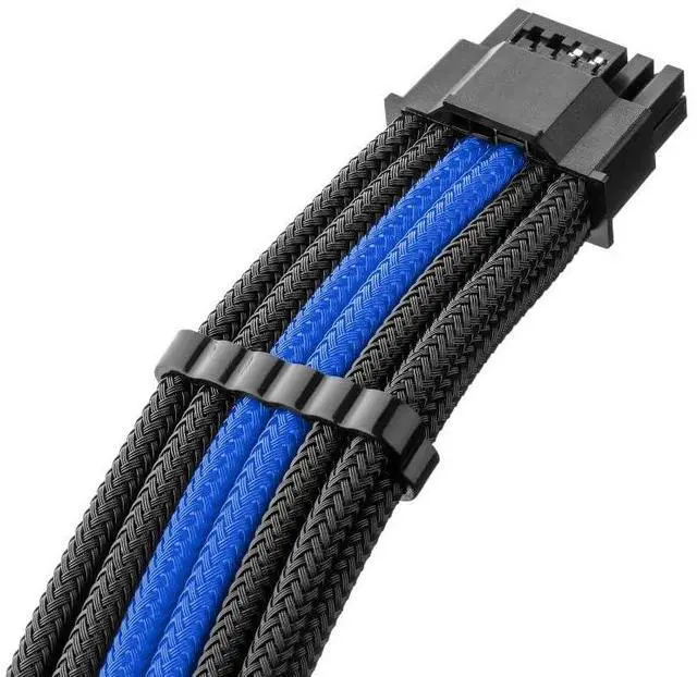 Alt view image 2 of 5 - CableMod Universal Pro ModMesh Sleeved 12V-2x6 12VHPWR 90° StealthSense Direct PCIe Cable (Variant B, Black + Blue)