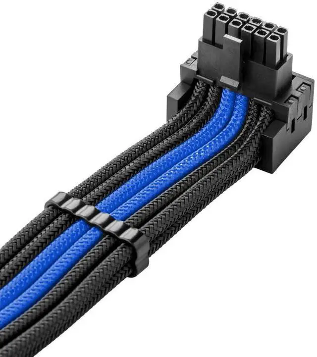 Alt view image 4 of 5 - CableMod Universal Pro ModMesh Sleeved 12V-2x6 12VHPWR 90° StealthSense Direct PCIe Cable (Variant B, Black + Blue)