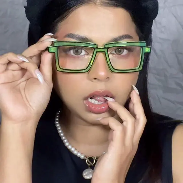 Alt view image 3 of 5 - Zeelool Rectangle Glasses Stylish Eyewear for Women Blue Light Blocking Glasses Anti Eyestrain Glasses ZJGP094654-08 Green