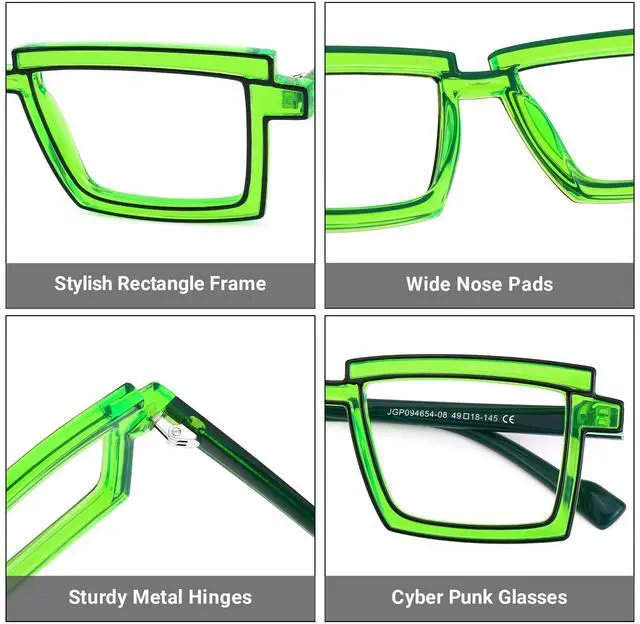 Alt view image 5 of 5 - Zeelool Rectangle Glasses Stylish Eyewear for Women Blue Light Blocking Glasses Anti Eyestrain Glasses ZJGP094654-08 Green