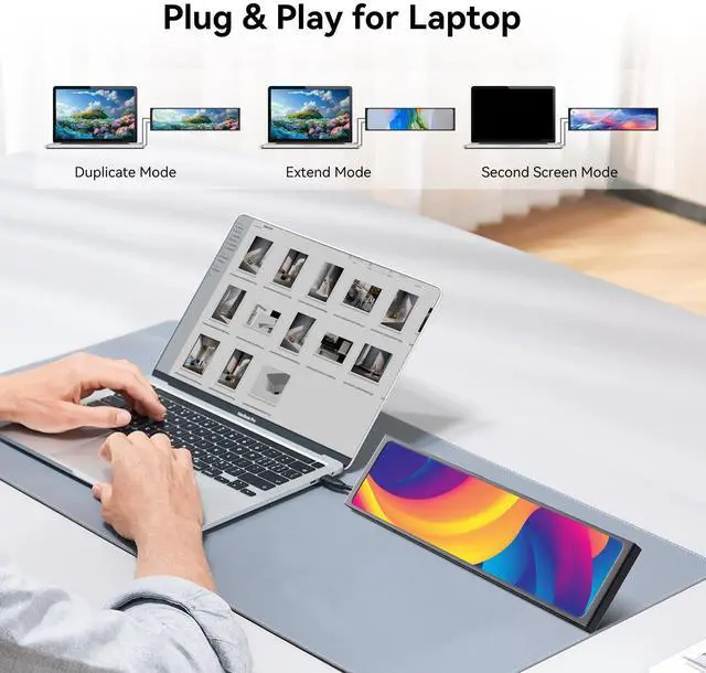 Alt view image 5 of 5 - 11.26" Mini Monitor FHD 1920x440 PC Case LCD Screen IPS Panel with HDMI & Type-C for CPU GPU Temperature Display, Aida64 PC Case Monitor Raspberry Pi & Laptop